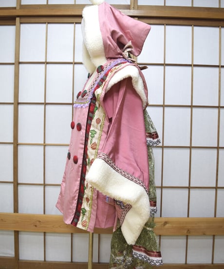 kki.2550　【KIMONO Custom】うさ耳ボアとレースバッスルピンクの羽織。