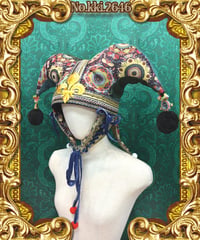 kki.2646　ゴブランとジャガードのヴィンテージCLOWNジェスターHAT。