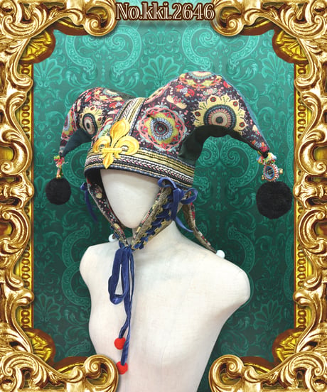 kki.2646　ゴブランとジャガードのヴィンテージCLOWNジェスターHAT。