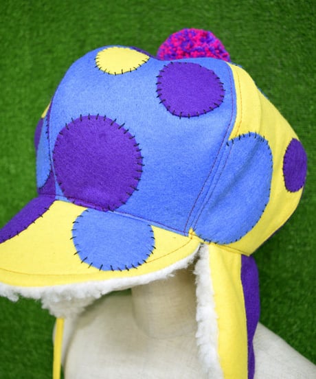 kki.2222　パッチワークDOTポップカラーフェルトジェットCap。