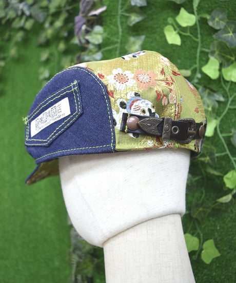 kki.2276　西陣織とデニムのハンチングCAP。