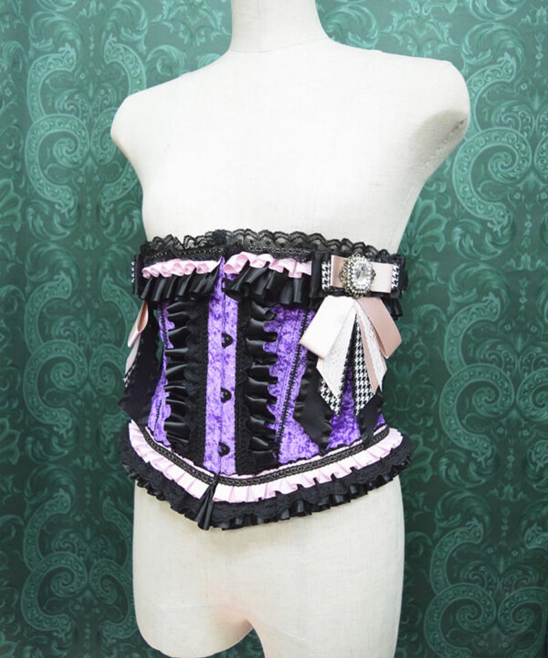 kki.2480 紫とピンクのリボンウエストコルセット。 | 危機裸裸商店WEBSHOP
