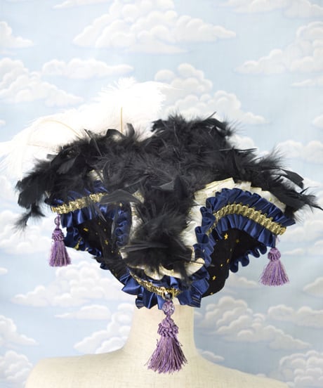 kki.2143　星屑とリボンのスクエアコーンHAT。