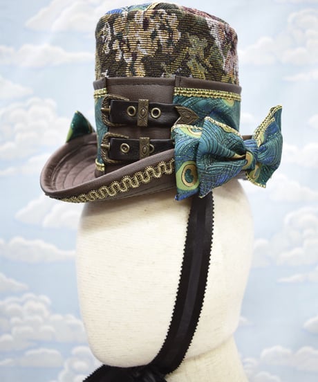 kki.2127　孔雀とゴブランのトールクラウンミニHAT。