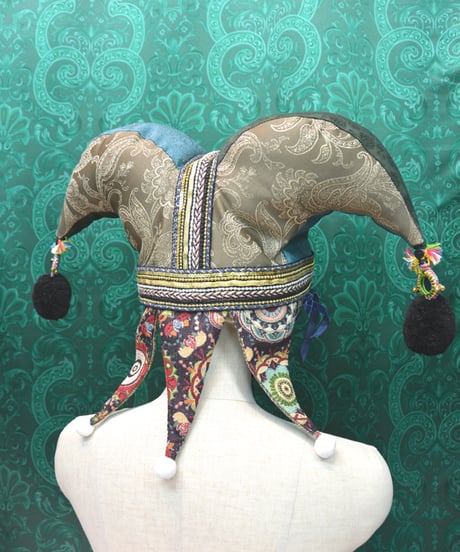 kki.2646　ゴブランとジャガードのヴィンテージCLOWNジェスターHAT。