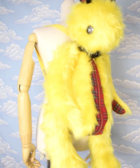 kki.2054　タータンチェックイエロークマBAG。
