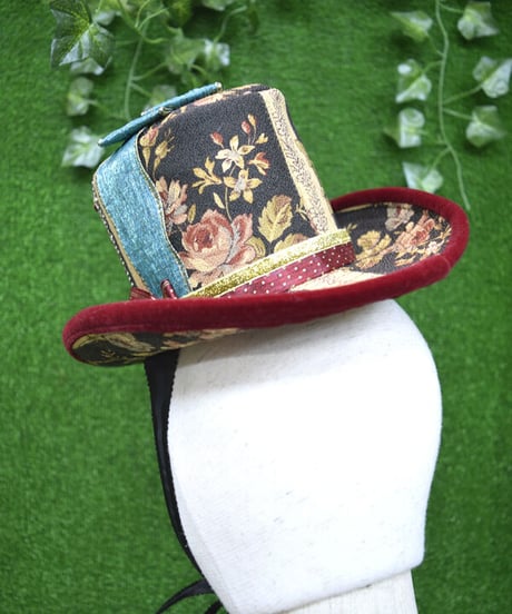 kki.2336　ロマンチックグリーンヴィンテージリボンドールHAT。
