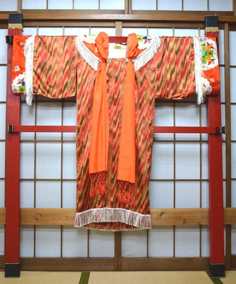 kki.2609　【KIMONO Custom】オレンジのロング羽織り。