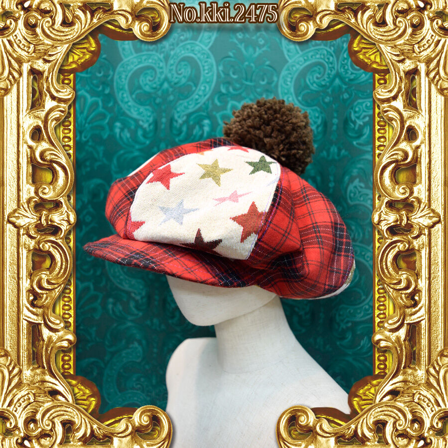KAPITAL キャスケット ブラウン系 チェック柄 14+ 帽子 キャスケット 後ろタックキャスケット レディース