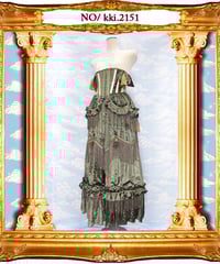 kki.2151　アールヌーボーベロアウエストコルセット/ワイドパンツSET。