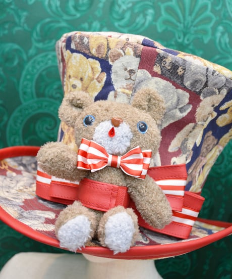kki.2730　くまちゃんとお散歩グラモフォンシルクHAT。