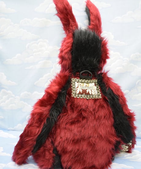 kki.2112　ワインレッド×黒のうさちゃんBAG。