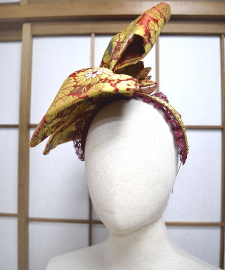 kki.2570　【KIMONO Custom】モダン帯おリボンカチューシャヘッドドレス。