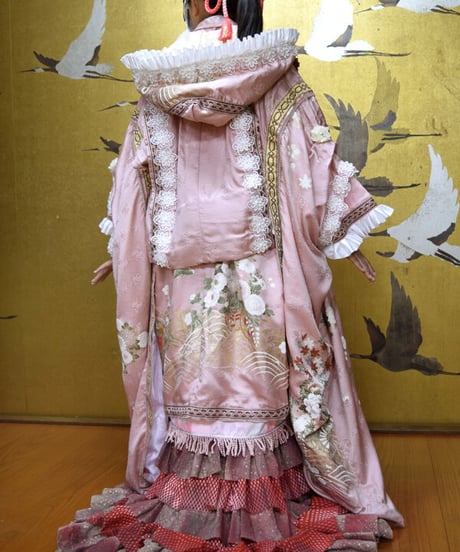 kki.2519　【KIMONO Custom】桜舞い散る振袖ガウン。