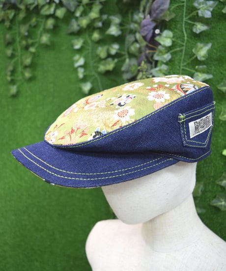 kki.2276　西陣織とデニムのハンチングCAP。