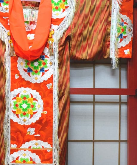 kki.2609　【KIMONO Custom】オレンジのロング羽織り。