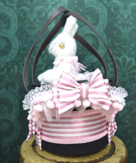kki.2385　白うさぎのマジックシルクHATBAG。＜ピンク＞