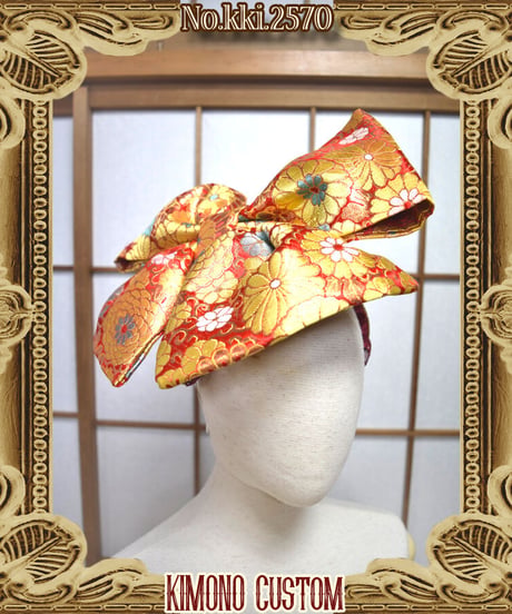 kki.2570　【KIMONO Custom】モダン帯おリボンカチューシャヘッドドレス。