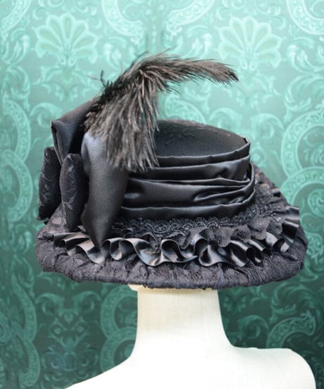 kki.2486　髑髏とレースのBLACKドレスHAT。