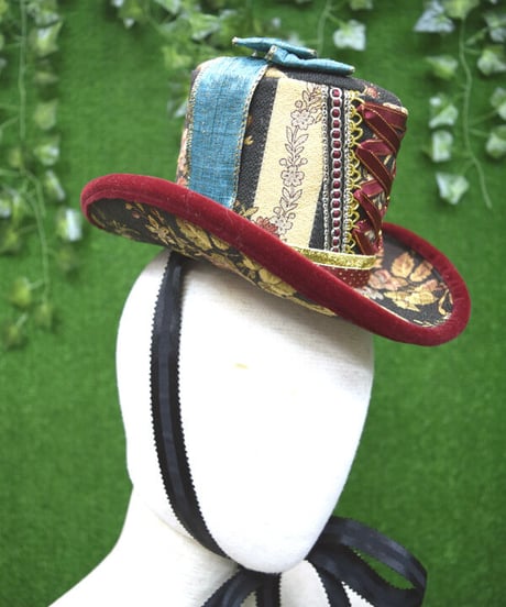 kki.2336　ロマンチックグリーンヴィンテージリボンドールHAT。