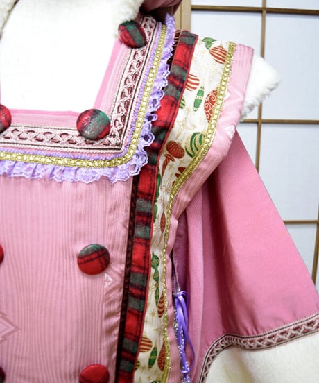 kki.2550　【KIMONO Custom】うさ耳ボアとレースバッスルピンクの羽織。