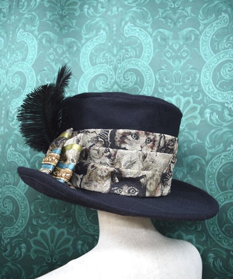 kki.2411　CatゴブランのリボンウールBIGシルエットHAT。