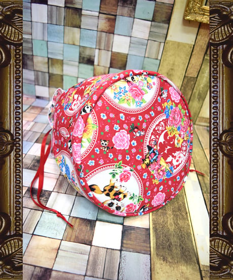 kki.2209　レトロチャイナきんちゃくBAG。＜アカ＞