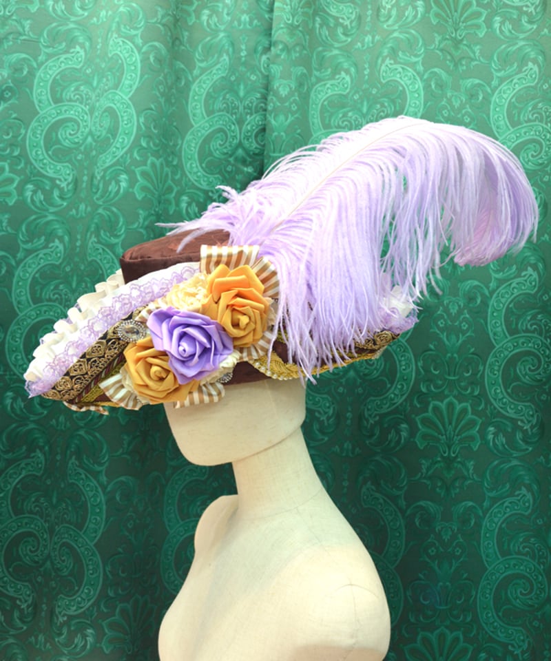 kki.2628 パープルオーストリッチのロココトライブリムHAT。 | 危機裸裸商店WEBSHOP