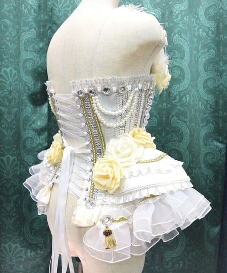 kki.2424　薔薇と白鳥のコルセット。（Dangerous nudeコルセットリメイク）