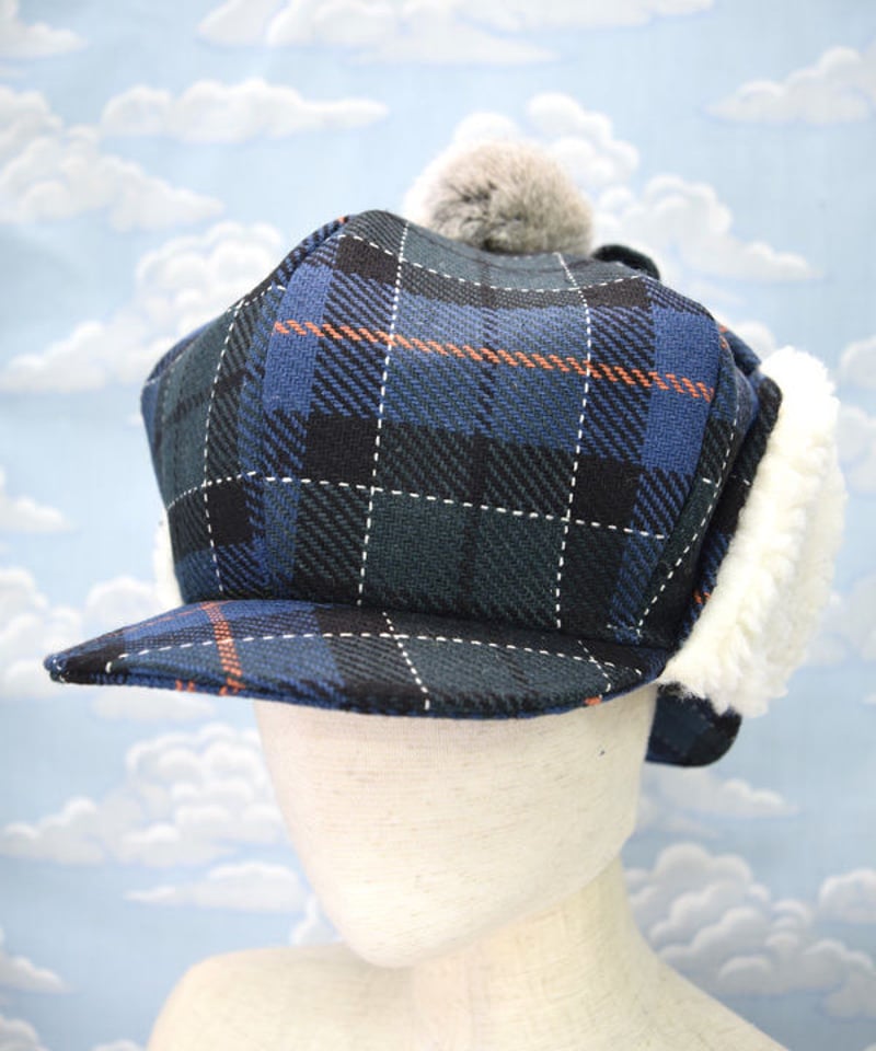 kki.2141 ボア探偵キャスケット。＜ブルー＞ | 危機裸裸商店WEBSHOP