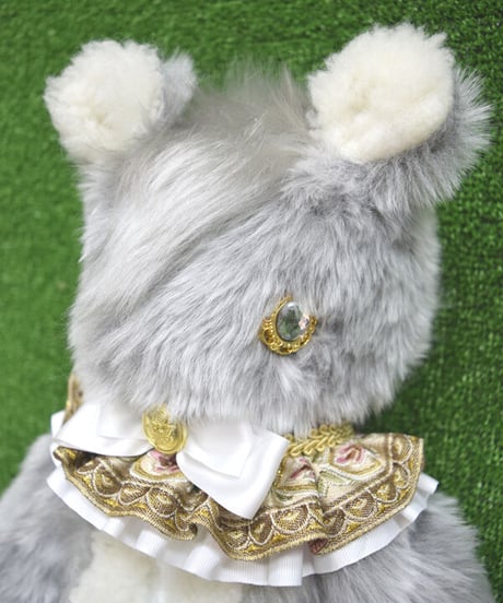 kki.2317　シルバーグレーとボアのくまちゃんBAG。