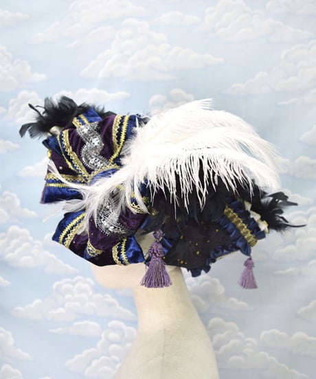 kki.2143　星屑とリボンのスクエアコーンHAT。