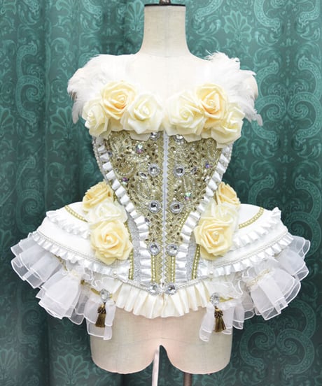 kki.2424　薔薇と白鳥のコルセット。（Dangerous nudeコルセットリメイク）