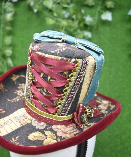 kki.2336　ロマンチックグリーンヴィンテージリボンドールHAT。