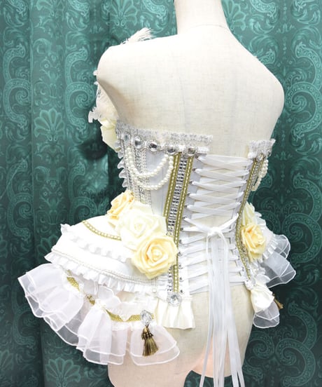 kki.2424　薔薇と白鳥のコルセット。（Dangerous nudeコルセットリメイク）