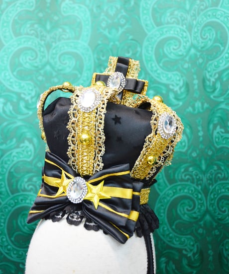 kki.2702　Black & Gold Star Mini Crown