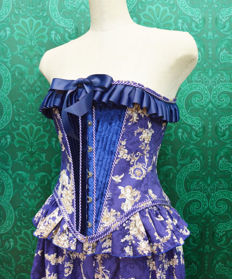 kki.2680 青の貴族ロングコルセット/ドロワースSET。 | 危機裸裸商店