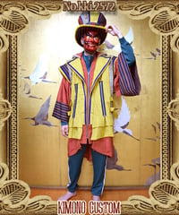 kki.2572　【KIMONO Custom】ユニオンジャックKIMONOジャケット＆グラモフォンシルクHAT　Set。