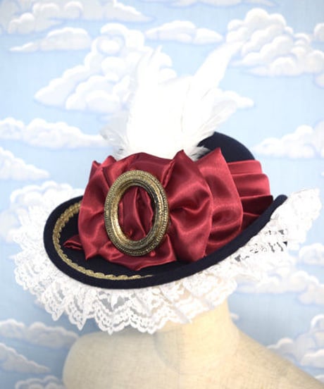 kki.1997　 額縁リボンサイドアップHAT。 ＜ワインレッド＞