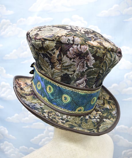kki.2129　孔雀とゴブランのグラモフォンシルクHAT。