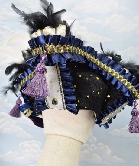 kki.2143　星屑とリボンのスクエアコーンHAT。