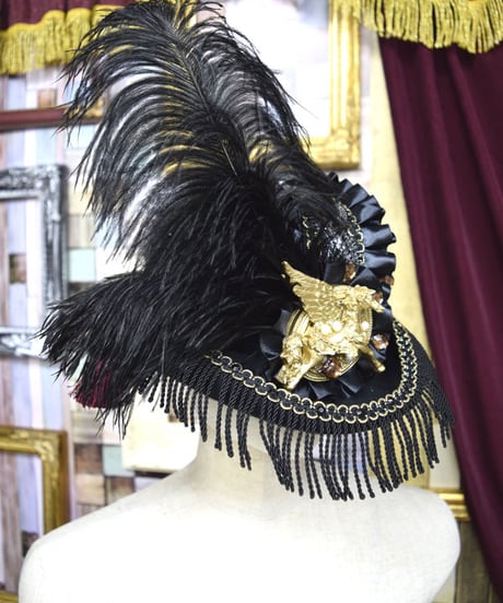 kki.2188　黒と木馬のバーレスクデコレーションボーラーHAT。