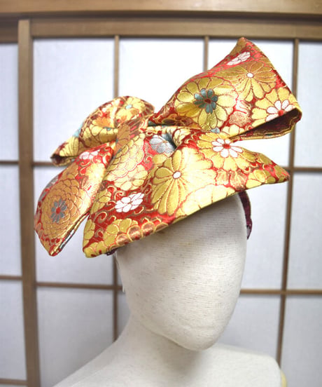 kki.2570　【KIMONO Custom】モダン帯おリボンカチューシャヘッドドレス。