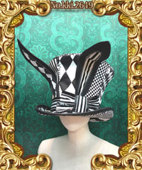 kki.2649　モノクロウサギのツギハギグラモフォンシルクHAT。