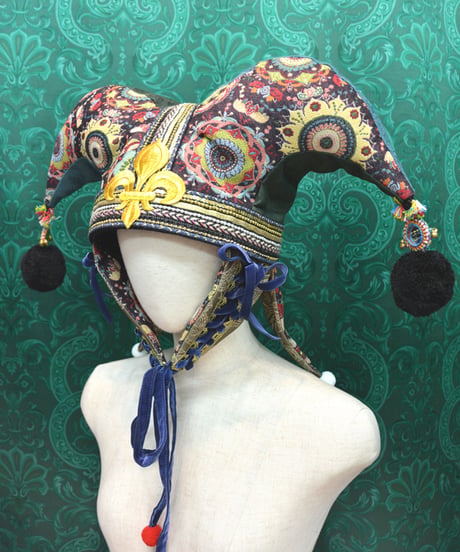 kki.2646　ゴブランとジャガードのヴィンテージCLOWNジェスターHAT。