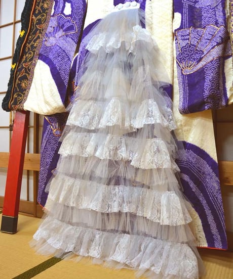 kki.2610　【KIMONO Custom】振袖のロング羽織りドレスとゴブランケープ。