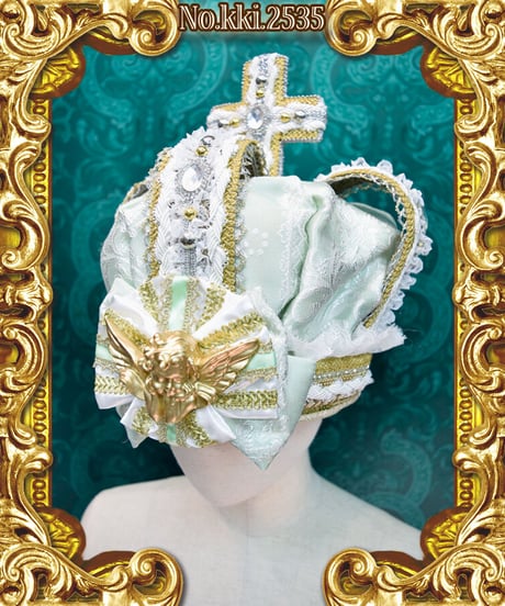 kki.2535　天使のロココ王冠。＜ミント＞