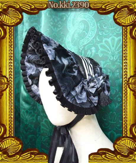 kki.2390　王冠と薔薇ボンネットフリルヘッドドレス。