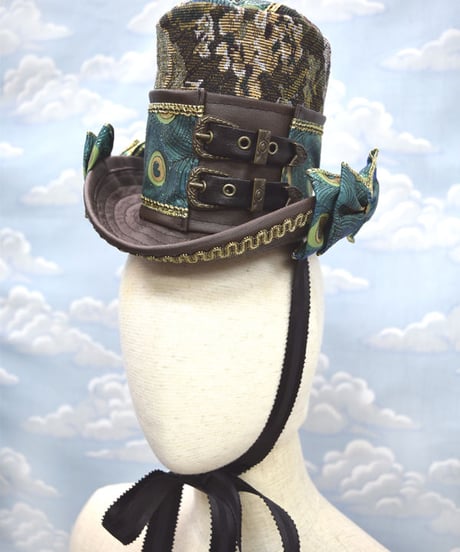 kki.2127　孔雀とゴブランのトールクラウンミニHAT。