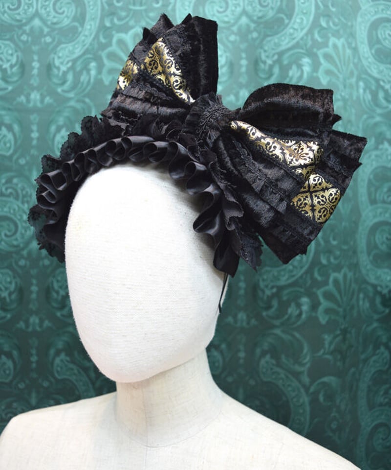 kki.2512 黒と金のおリボンカクテルカチューシャ。 | 危機裸裸